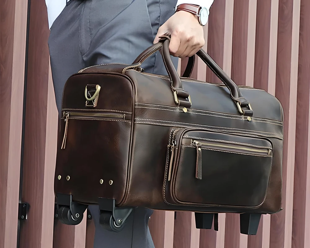 faux leather carry on luggage